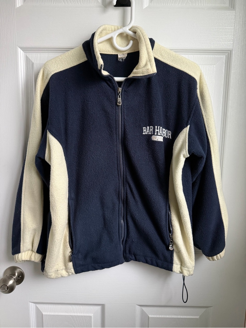 GOGO Sports Authority Bar Harbor Navy and Cream Fleece Zip Jacket